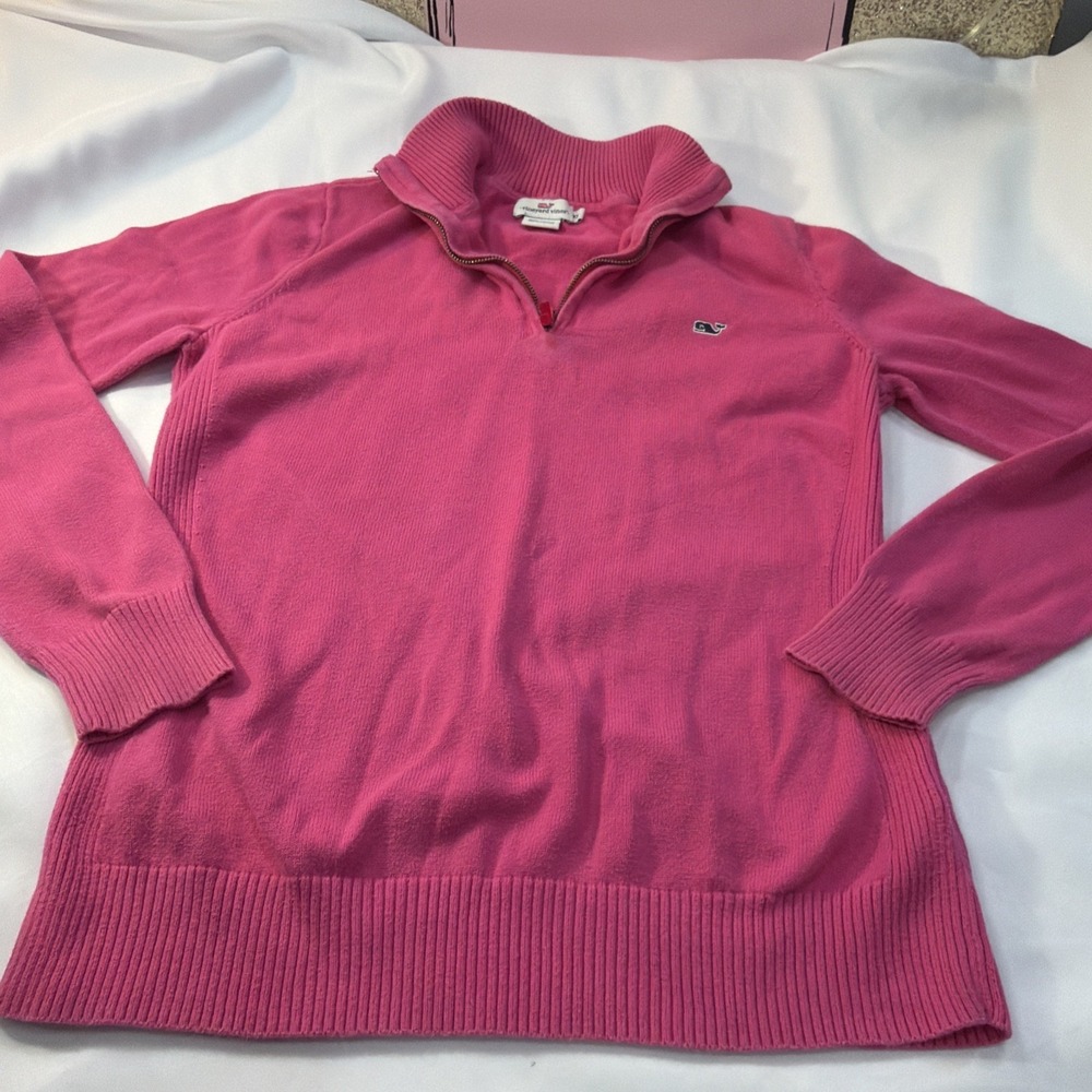 Vineyard Vines Half Zip Cotton Sweater‎ Pink  Rose Soft Thin Sz XS 546